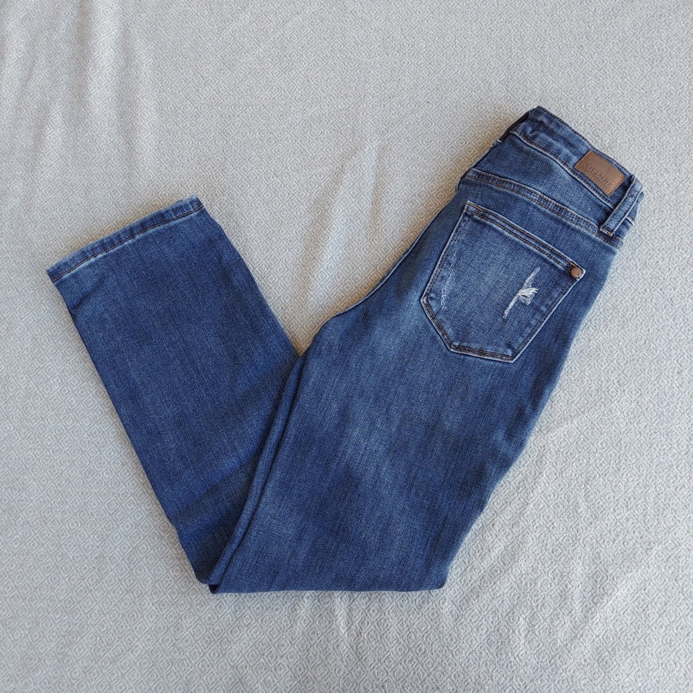 Judy Blue Womens Distressed High Rise Straight Leg Jeans Medium Wash Size 1/25